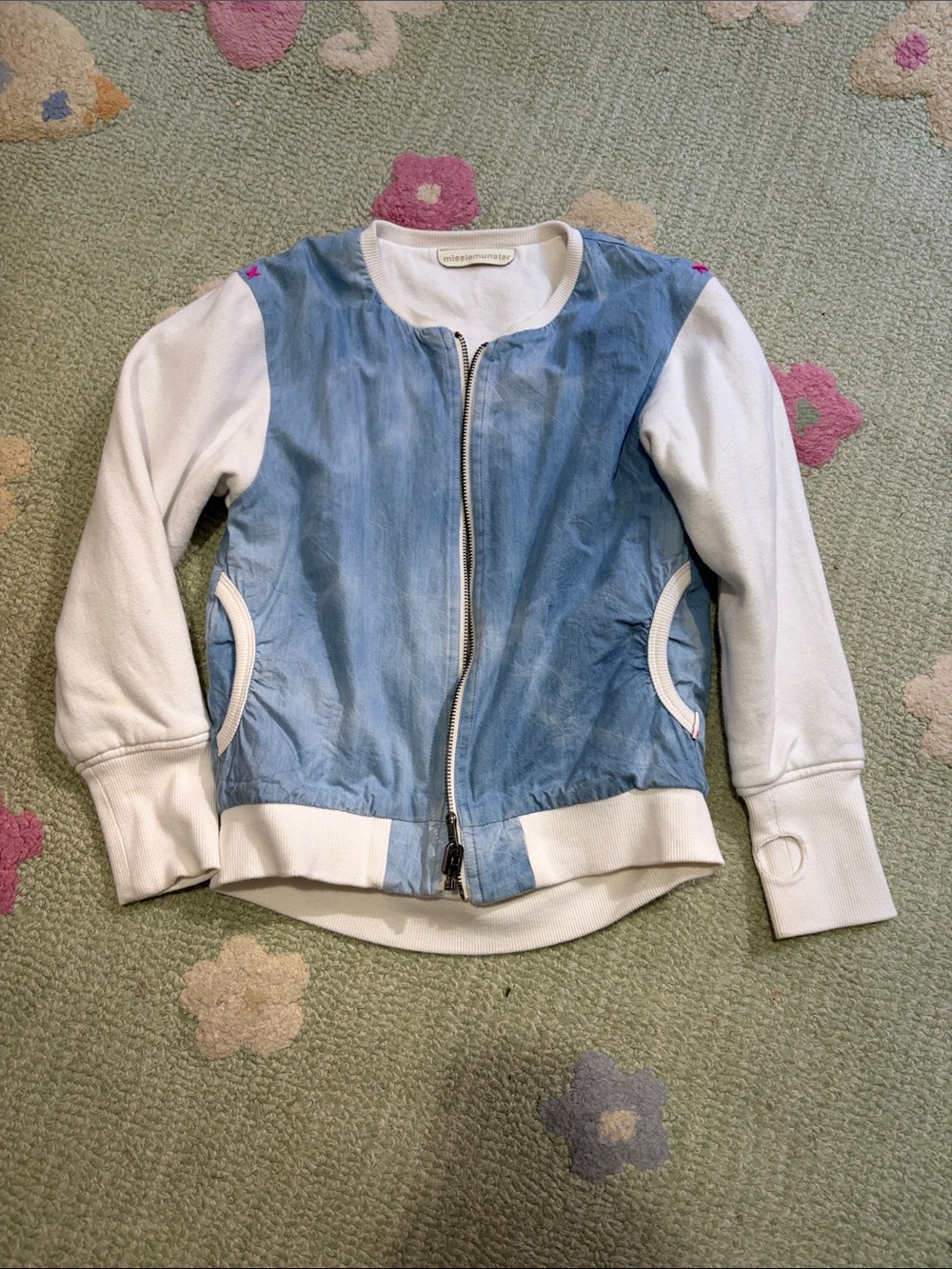 Girl’s Missiemunster Blue & White Bomber Jacket